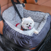 Oiilores dog car seat with plush rose velvet for small dogs on car trips.