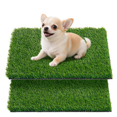 Oiyeefo artificial grass pad for dogs on a potty tray with easy cleanup