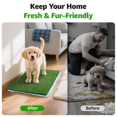 Oiyeefo indoor-outdoor puppy turf mat provides soft surface for paws