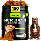 OKKÖBI 11-in-1 muscle gain chews bottle with duck flavor for dogs