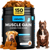 OKKÖBI 11in1 Chews bottle shows a protein-rich supplement for lean muscle support.