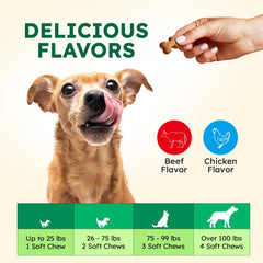 OKKÖBI Anal Gland Chews fiber ingredients label highlights digestion support.