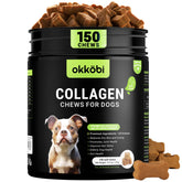 OKKÖBI Collagen for Dogs duck-flavored chews in a pack for joint support.