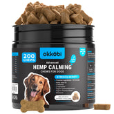 OKKÖBI hemp calming chews for dogs, chicken flavor pack promotes calm during playtime