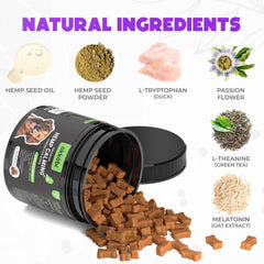 OKKÖBI ingredients label highlights natural hemp and melatonin for gentle calm.