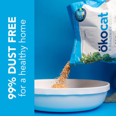 ÖKOCAT Quick-clumping wood fiber for easy scooping.
