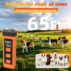 OKSJ Dog Bark Deterrent Device demonstrates 65ft range for outdoor training.