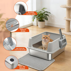 Olacat 8 inch high wall traps urine and reduces litter scatter during digging
