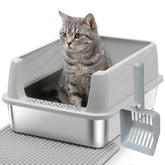 Olacat stainless steel litter box with lid showing a durable, easy to clean surface