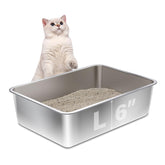 Olacat stainless steel litter box with open-top design for easy access.