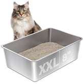 Olacat XXL stainless steel litter box with roomy interior for large cats