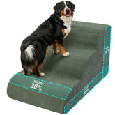 Olaivy large dog stairs front view with extra-wide steps for easy bed access.