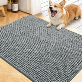 OLANLY dog door mat absorbent chenille pile captures moisture for clean paws.