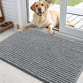 OLANLY dog door mat 36x24 close-up of plush chenille pile traps dirt and moisture.
