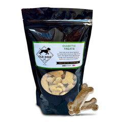 Old Dog Cookie Company diabetes-friendly treats in pack shot for daily snacking
