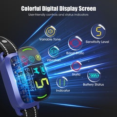 Oliry bark collar LCD screen displaying mode and battery status