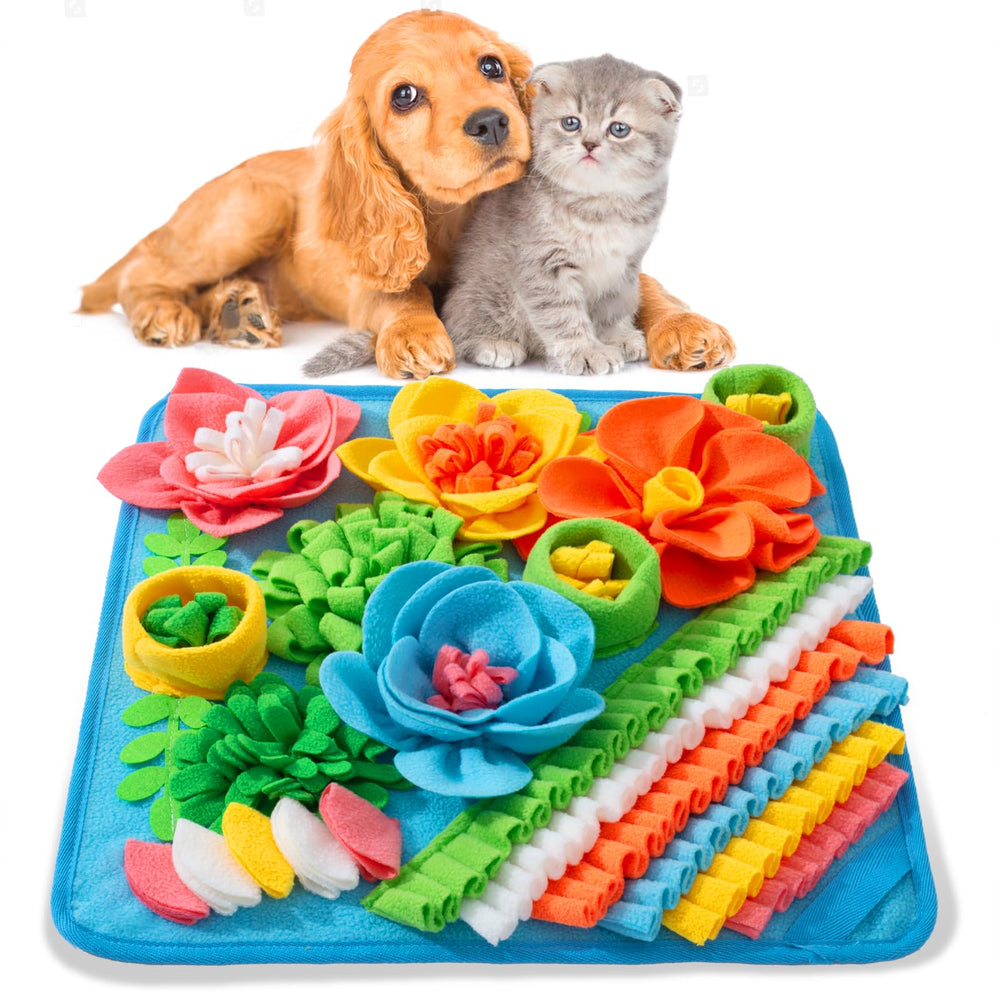 Oliumt Snuffle Mat for Dogs reveals hidden treats to encourage foraging and mental stimulation.