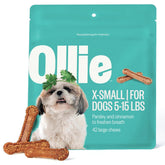 Ollie dental chews for extra small dogs promote breath freshness and ease of chewing.