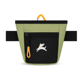 OllyDog Goodie Treat Bag palm-worn for hands-free training and quick reward access.
