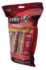 Close-up texture of Ol' Roy porkhide chicken wrapped twists
