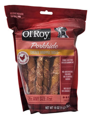 Ol' Roy porkhide chicken wrapped twists bag front showing 16 twists for dogs
