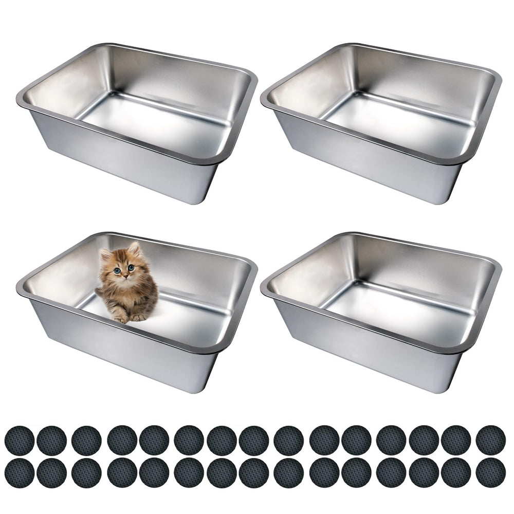 Olutacot large stainless steel litter box, top view, ideal for multi-cat homes.