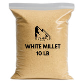 Olympus Myco white proso millet seed bag showing additive-free formula for birds