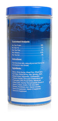 Close-up of Omega One Garlic Marine Large Sinking Pellets highlighting kelp and spirulina ingredients.