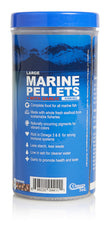Omega One Garlic Marine Large Sinking Pellets in a bowl showing sinking feeding behavior.