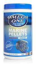 Omega One Garlic Marine Pellets packshot with sinking formula for versatile feeding