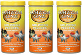 Omega One Goldfish Pellets 3-pack packaging with 8 oz jars for balanced nutrition