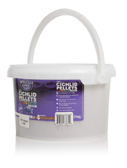 Omega One sinking pellets in feeding bowl for bottom-dwelling cichlids