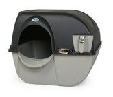 Omega Paw Elite self-cleaning litter box with chrome accents for easy maintenance.