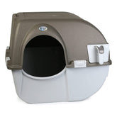 Omega Paw Roll N Clean regular-size litter box in use for quick maintenance.