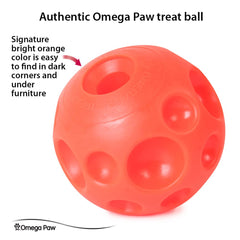 PAW PRINT Omega Paw Tricky Treat Ball Large soft orange vinyl for pet homes.