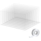 OMISTAR under-bed blocker in clear PVC, 16-inch length, nearly invisible under furniture.