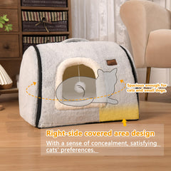 OMLIVLIES cat bed cave grey soft fabric close-up for cozy comfort