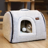 OMLIVLIES cat bed cave grey front view offers cosy hideaway for naps