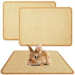 Oncpcare rabbit scratch mat with natural sisal surface for safe chewing.