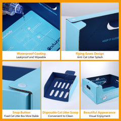 Ondware foldable litter box with snap-fixed corners for easy storage.