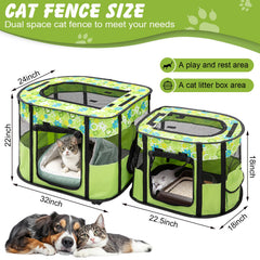 Ondware playpen secured outdoors with tent pegs for stable use during camping.