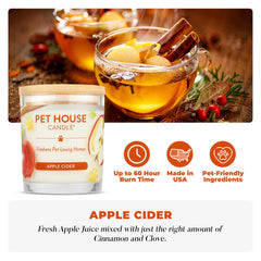 One Fur All Pet House candle close-up showing wax blend for clean burning and long-lasting aroma.