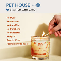 One Fur All Pet House Apple Cider candle with cotton wick for a steady, even burn.