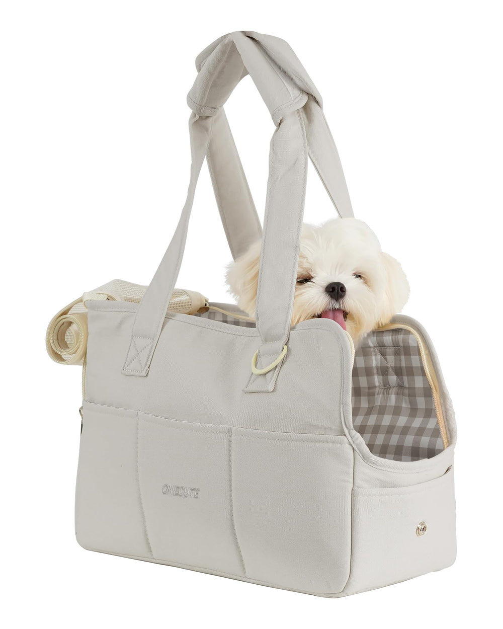 ONECUTE dog purse carrier with breathable mesh pocket for comfortable travel