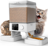 Oneisall automatic cat feeder front view for two cats, organized feeding.