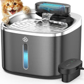 oneisall cat water fountain 3.5L black top view highlights cordless placement and convenience.