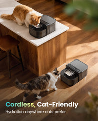 oneisall cat fountain with separate clean and dirty tanks for hygiene