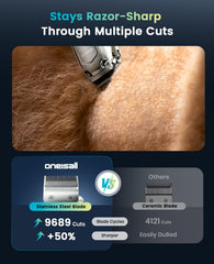 Oneisall dog clippers operate quietly, reducing stress during trimming.
