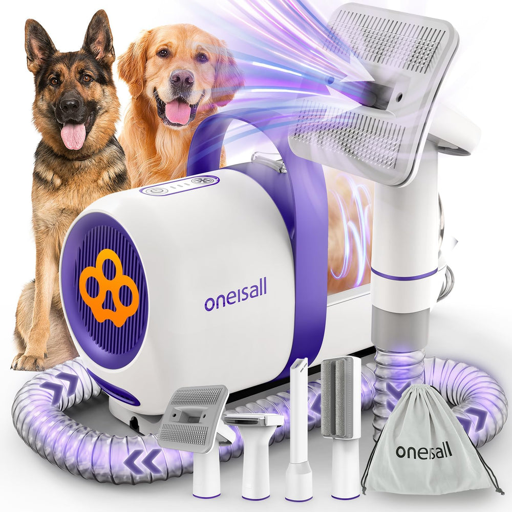 oneisall dog grooming kit unit in use for efficient fur removal at home