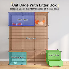 Oneluck cat cage offers a large play area for lounging and exploration.